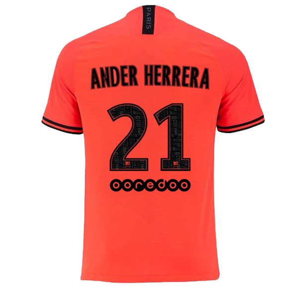 JORDAN Camiseta Paris Saint Germain NO.21 Ander Herrera Segunda equipación 2019-2020 Naranja